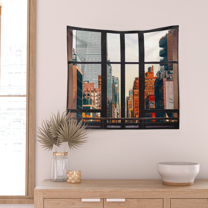 New York City Window #2-Surreal View Collage Wall Tapestry Gallery Image 2