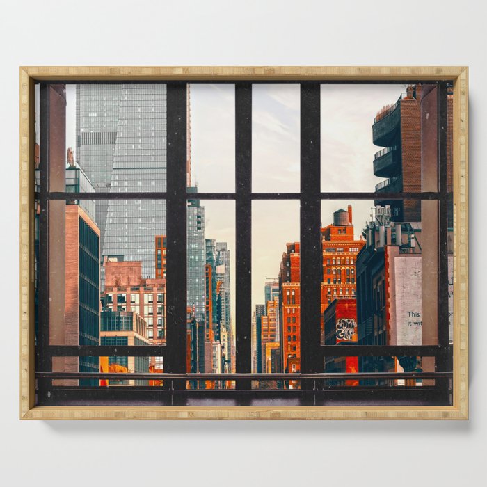 New York City Window #2-Surreal View Collage Serving Tray Gallery Image 1