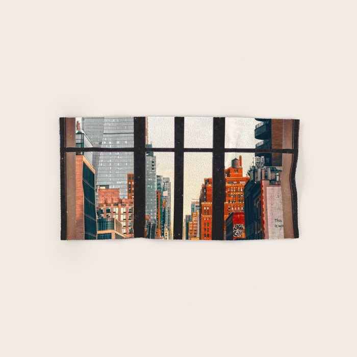New York City Window #2-Surreal View Collage Bath Towel Gallery Image 1