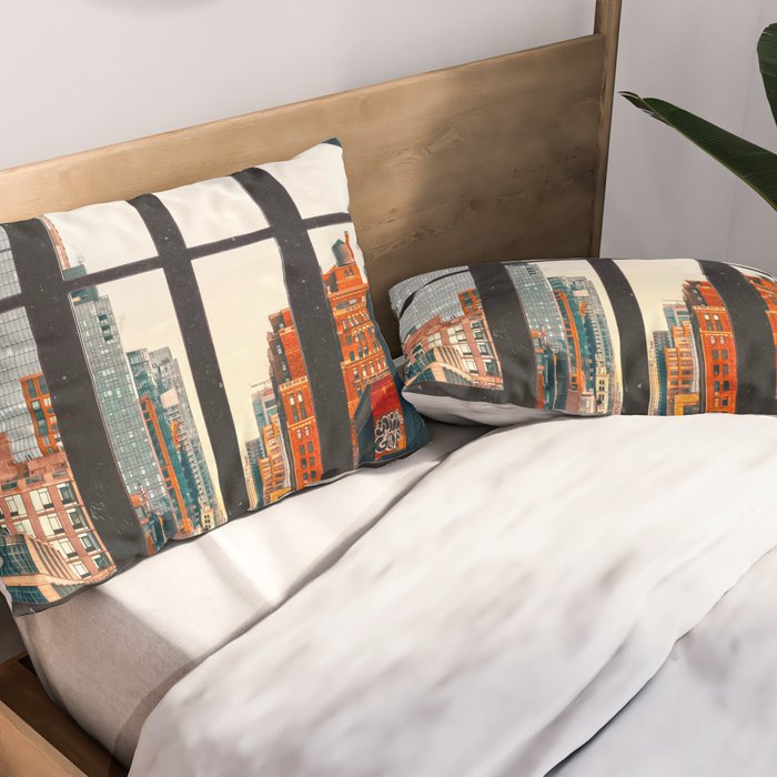 New York City Window #2-Surreal View Collage Pillow Sham Gallery Image 2