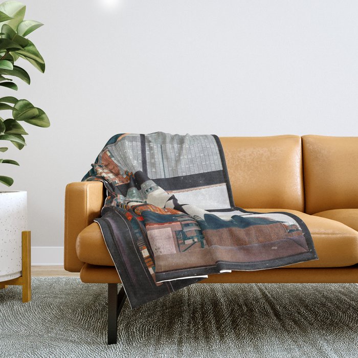 New York City Window #2-Surreal View Collage Throw Blanket Gallery Image 1