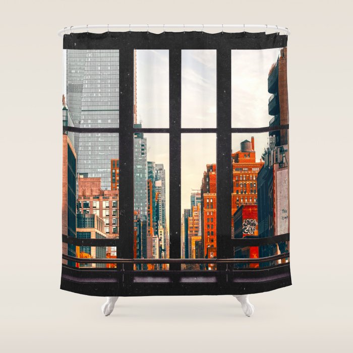 New York City Window #2-Surreal View Collage Shower Curtain Gallery Image 1