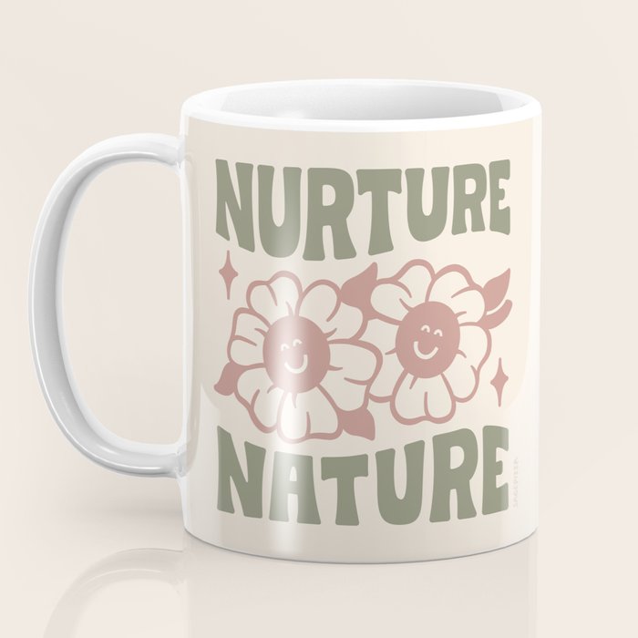 NURTURE NATURE (IN GREEN AND MAUVE) Coffee Mug Gallery Image 3