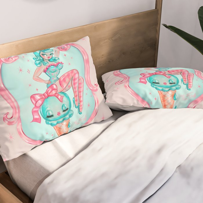 Candy Blue Ice Cream Pin Up Doll Pillow Sham Gallery Image 2
