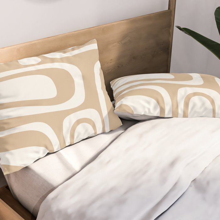 Palm Springs Midcentury Modern Abstract Pattern in Natural Wood Beige Pillow Sham Gallery Image 2
