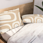 Palm Springs Midcentury Modern Abstract Pattern in Natural Wood Beige Pillow Sham Gallery Image 2