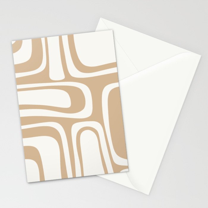 Palm Springs Midcentury Modern Abstract Pattern in Natural Wood Beige Stationery Card Gallery Image 2