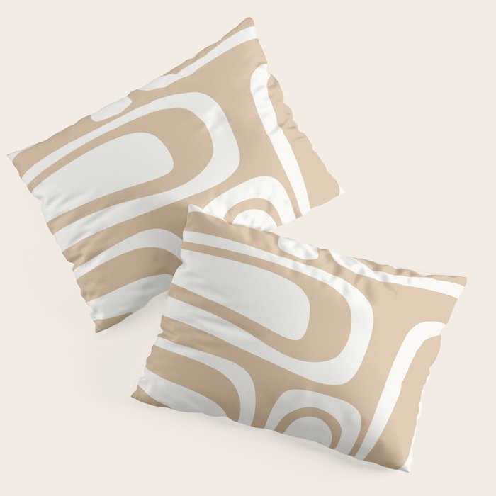 Palm Springs Midcentury Modern Abstract Pattern in Natural Wood Beige Pillow Sham Gallery Image 1