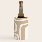 Palm Springs Midcentury Modern Abstract Pattern in Natural Wood Beige Wine Chiller Gallery Image 3