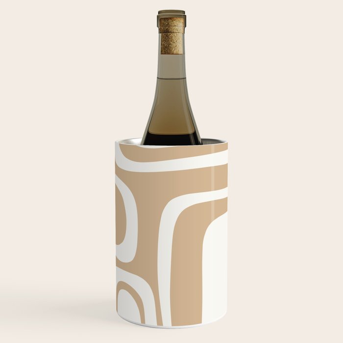 Palm Springs Midcentury Modern Abstract Pattern in Natural Wood Beige Wine Chiller Gallery Image 3