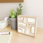 Palm Springs Midcentury Modern Abstract Pattern in Natural Wood Beige Mini Art Print Gallery Image 2