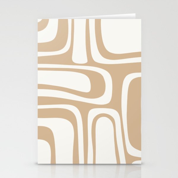 Palm Springs Midcentury Modern Abstract Pattern in Natural Wood Beige Stationery Card Gallery Image 1