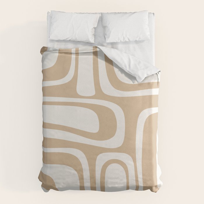 Palm Springs Midcentury Modern Abstract Pattern in Natural Wood Beige Duvet Cover Gallery Image 6