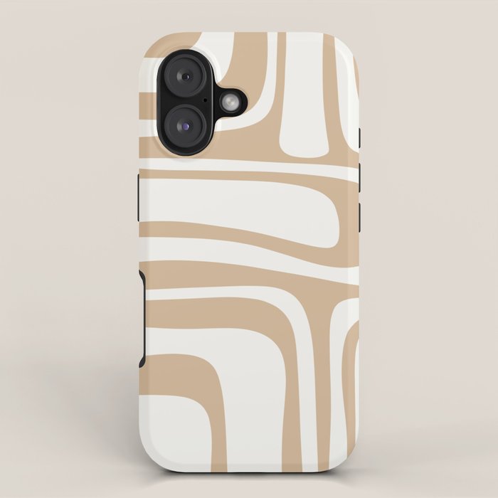 Palm Springs Midcentury Modern Abstract Pattern in Natural Wood Beige iPhone Case Gallery Image 1
