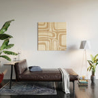 Palm Springs Midcentury Modern Abstract Pattern in Natural Wood Beige Wood Wall Art Gallery Image 2