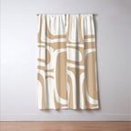Palm Springs Midcentury Modern Abstract Pattern in Natural Wood Beige Window Curtain Gallery Image 3