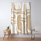 Palm Springs Midcentury Modern Abstract Pattern in Natural Wood Beige Window Curtain Gallery Image 5