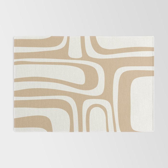 Palm Springs Midcentury Modern Abstract Pattern in Natural Wood Beige Rug Gallery Image 2