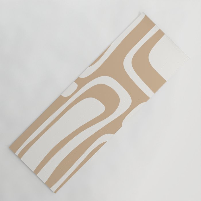 Palm Springs Midcentury Modern Abstract Pattern in Natural Wood Beige Yoga Mat Gallery Image 1