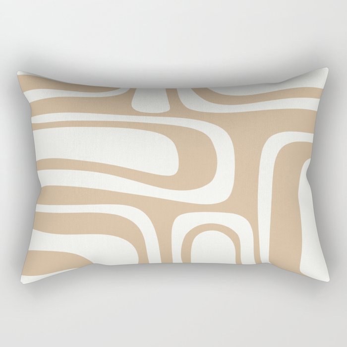Palm Springs Midcentury Modern Abstract Pattern in Natural Wood Beige Rectangular Pillow Gallery Image 2