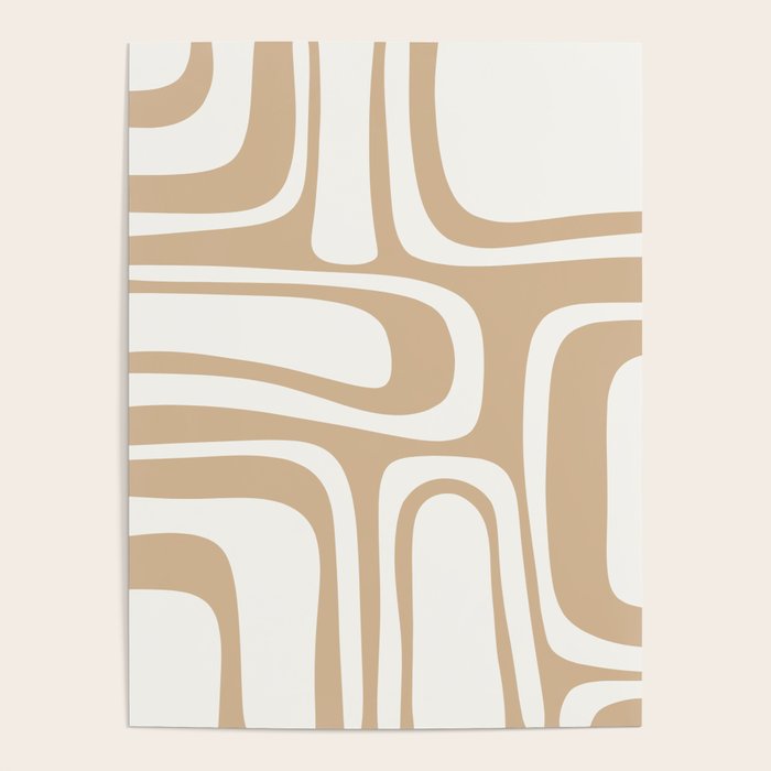 Palm Springs Midcentury Modern Abstract Pattern in Natural Wood Beige Poster Gallery Image 4