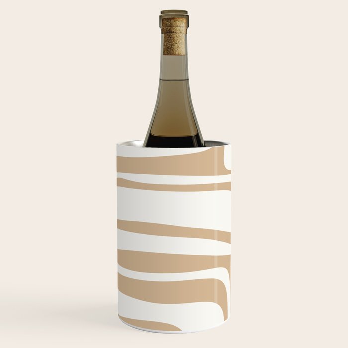 Palm Springs Midcentury Modern Abstract Pattern in Natural Wood Beige Wine Chiller Gallery Image 2