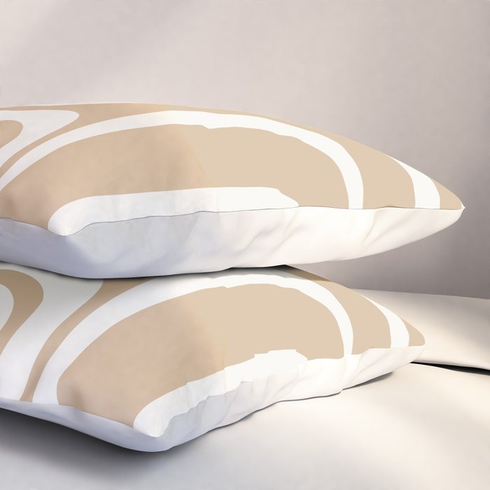 Palm Springs Midcentury Modern Abstract Pattern in Natural Wood Beige Pillow Sham Gallery Image 3