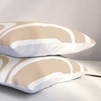 Palm Springs Midcentury Modern Abstract Pattern in Natural Wood Beige Pillow Sham Gallery Image 3