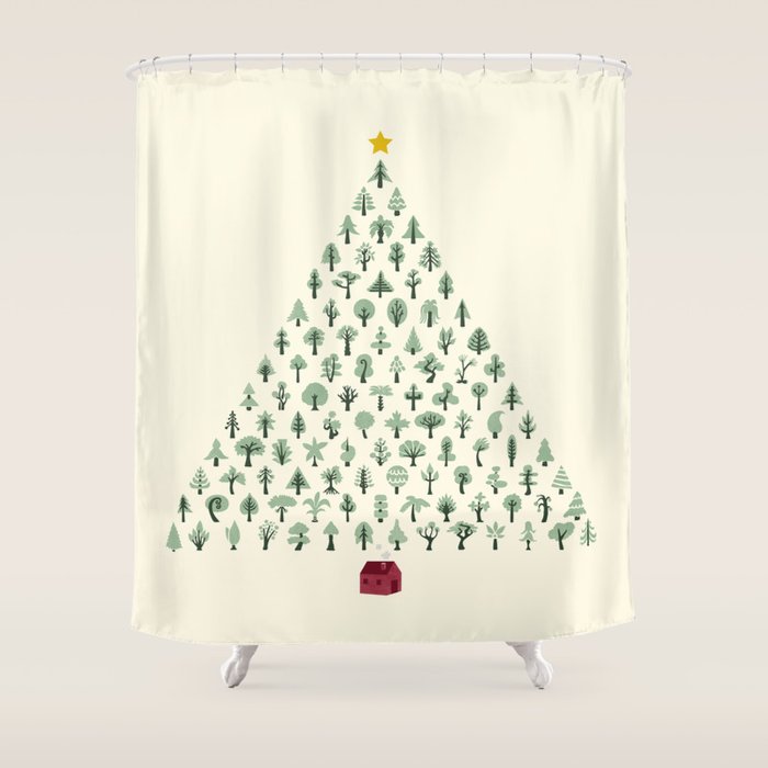 Christmas Treeangle Shower Curtain Gallery Image 1