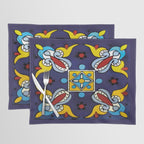 Abstract blue cruz mexican modern talavera tile wall Placemat Gallery Image 1