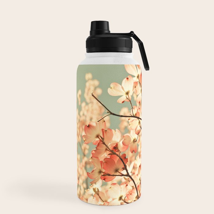 Pink Flowers on a Spring Day Water Bottle