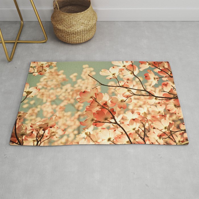 Pink Flowers on a Spring Day Rug