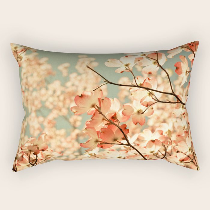 Pink Flowers on a Spring Day Rectangular Pillow Gallery Image 1