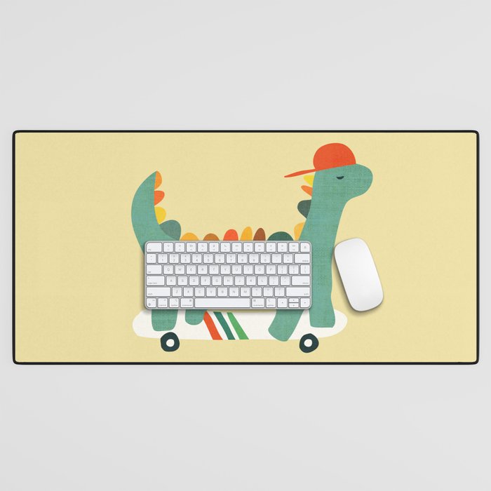 Dinosaur on retro skateboard Desk Mat Gallery Image 1