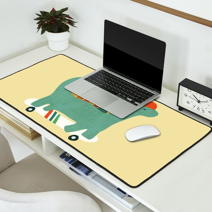 Dinosaur on retro skateboard Desk Mat Gallery Image 2