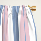 Cottage Stripes Double Stripe Pattern in Pastel Blue Pink White Window Curtain Gallery Image 2
