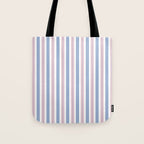 Cottage Stripes Double Stripe Pattern in Pastel Blue Pink White Tote Bag Gallery Image 1