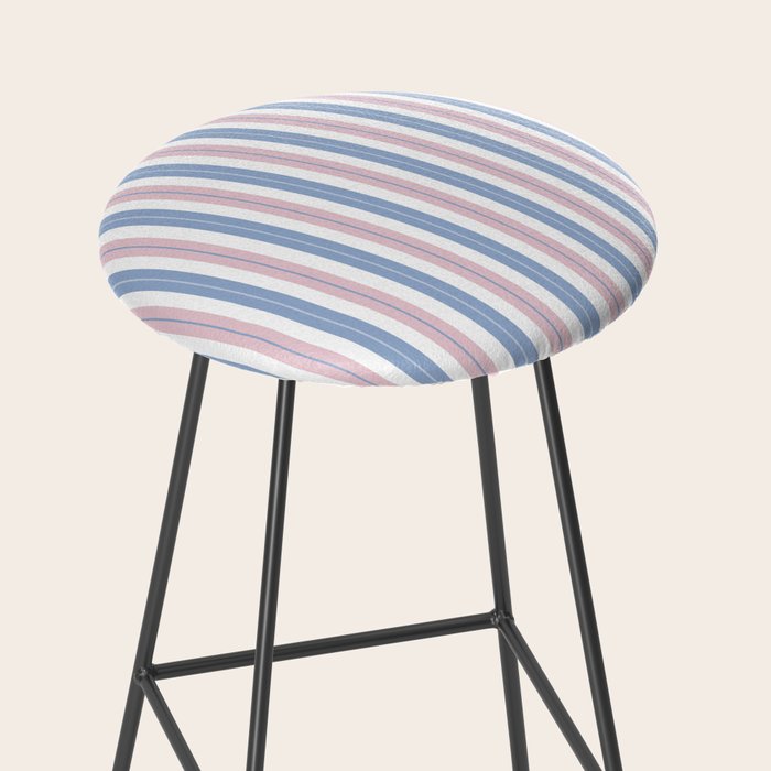 Cottage Stripes Double Stripe Pattern in Pastel Blue Pink White Stool Gallery Image 2