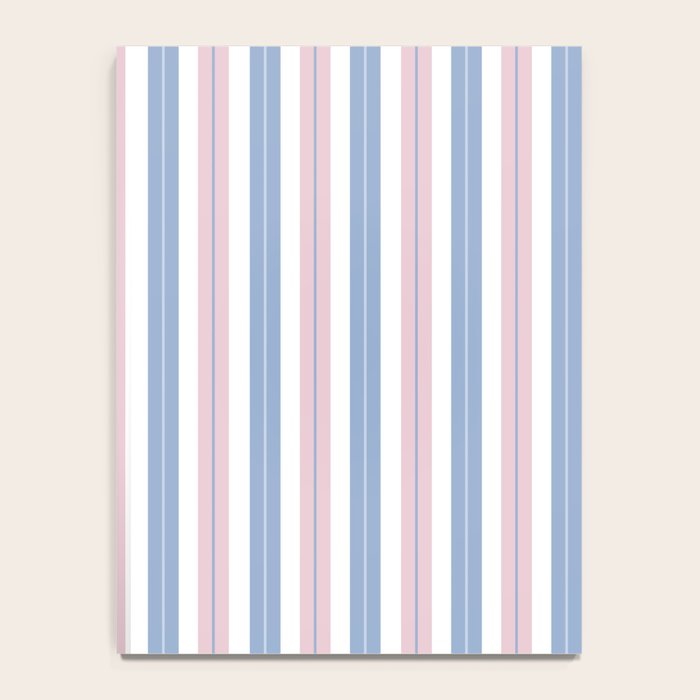 Cottage Stripes Double Stripe Pattern in Pastel Blue Pink White Notebook Gallery Image 4