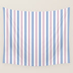 Cottage Stripes Double Stripe Pattern in Pastel Blue Pink White Wall Tapestry Gallery Image 4
