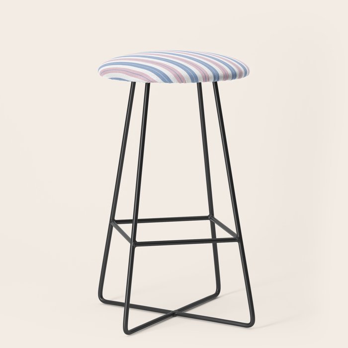 Cottage Stripes Double Stripe Pattern in Pastel Blue Pink White Stool Gallery Image 1