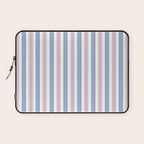 Cottage Stripes Double Stripe Pattern in Pastel Blue Pink White Laptop Sleeve Gallery Image 1
