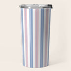 Cottage Stripes Double Stripe Pattern in Pastel Blue Pink White Travel Mug Gallery Image 2