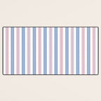Cottage Stripes Double Stripe Pattern in Pastel Blue Pink White Desk Mat Gallery Image 3