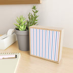 Cottage Stripes Double Stripe Pattern in Pastel Blue Pink White Mini Art Print Gallery Image 2