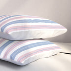 Cottage Stripes Double Stripe Pattern in Pastel Blue Pink White Pillow Sham Gallery Image 3