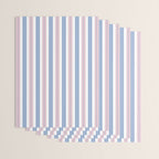 Cottage Stripes Double Stripe Pattern in Pastel Blue Pink White Wrapping Paper Gallery Image 3