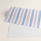 Cottage Stripes Double Stripe Pattern in Pastel Blue Pink White Wrapping Paper Gallery Image 2