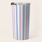 Cottage Stripes Double Stripe Pattern in Pastel Blue Pink White Travel Mug Gallery Image 3