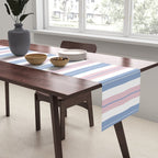Cottage Stripes Double Stripe Pattern in Pastel Blue Pink White Table Runner Gallery Image 2